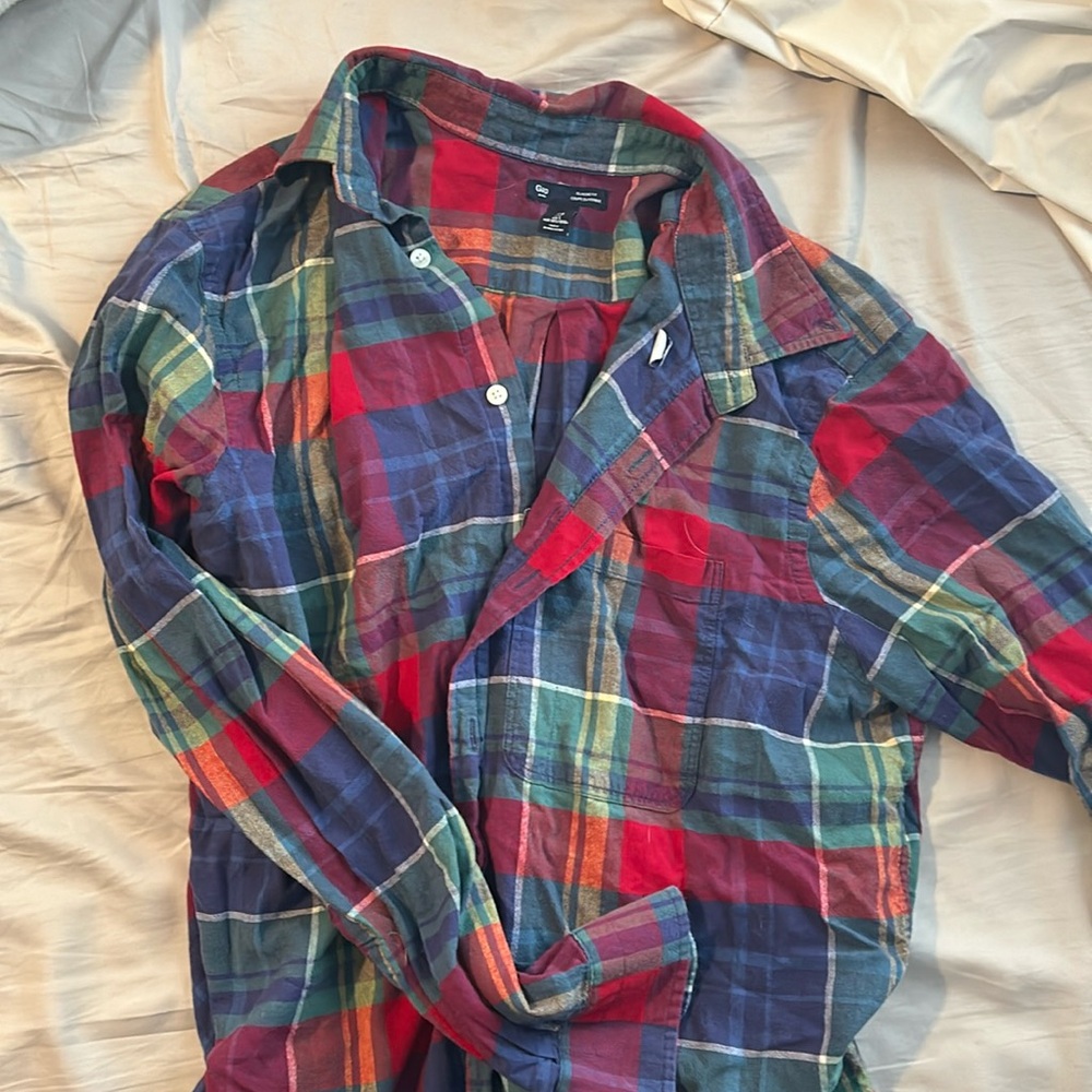 Summer plaid 100% cotton button up